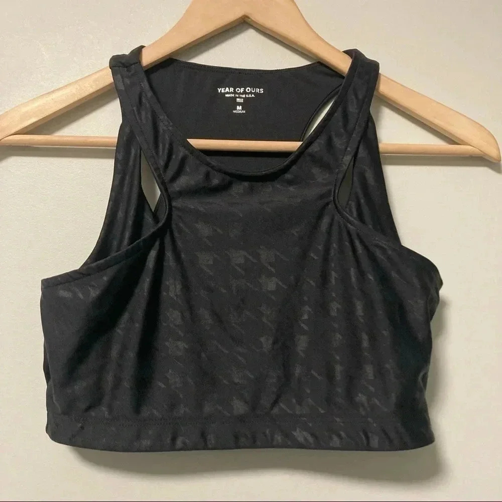 Year of  Ours houndstooth black sport bra